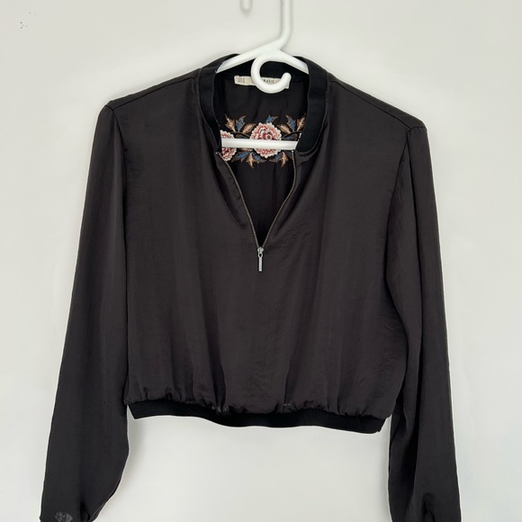 Zara Black silky top with embroidery, size M - Picture 6 of 6